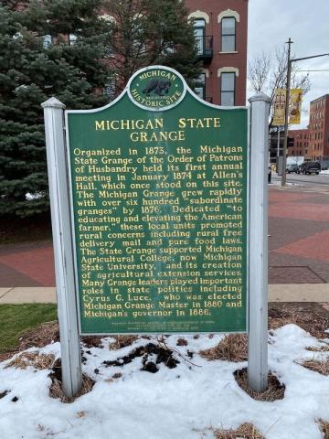 Photo on Michigan State Grange Historical Marker