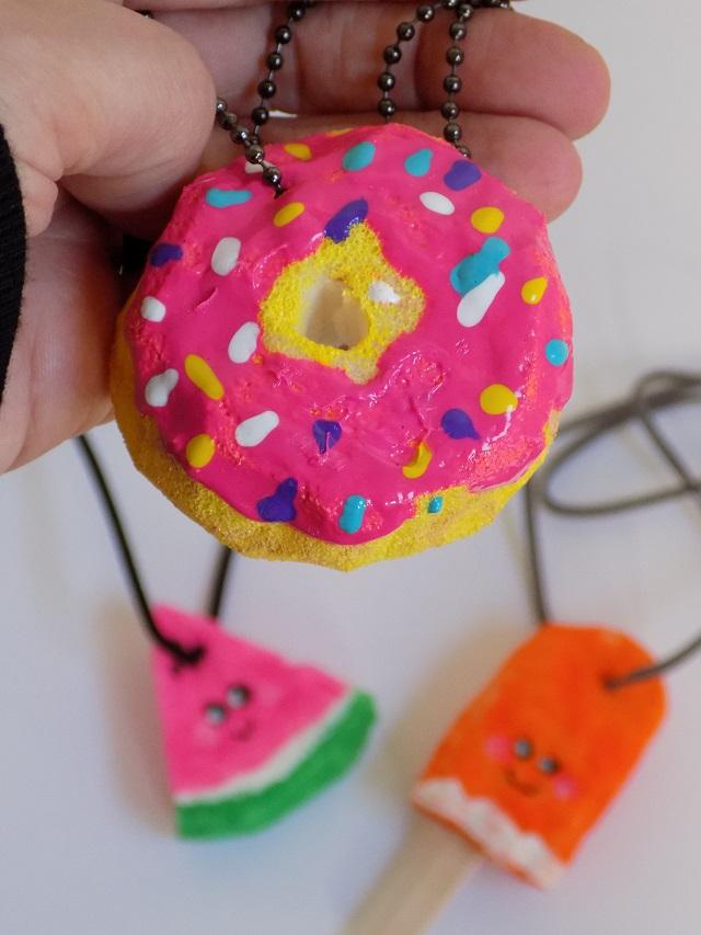 Squishy donut keychain. Hand Painted in pink with sprinkles.