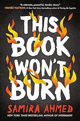 The title of the book with flames coming out of the letters against a black background